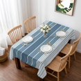 thumbnail image 1 of Blue Ombre Stripe Table Cloth Waterproof Tablecloths, Farmhouse Striped Gradient Tablecloth Dining Table Cover for Kitchen Party Tabletop Outdoor, Rectangle Tablecloth 52x70 Inch, 1 of 9
