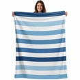 thumbnail image 1 of Blue Ombre Striped Blanket Soft Cozy Warm Throw Blanket for Couch, Plush Fuzzy Flannel Fleece Blankets for Sofa, Modern Abstract Gradient Lines Art Bed Blankets Lightweight Gifts for Women, 40"x50", 1 of 9