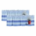 thumbnail image 1 of Blue Ombre Striped Daisy Curtain Valances for Windows, Kitchen Valance Window Treatments Panel 2 Pack, Vintage Flowers Abstract Art Rod Pocket Short Curtains for Bathroom Bedroom 42 x 12 Inch, 1 of 8