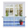 thumbnail image 1 of Blue Ombre Striped Daisy Tier Curtains 36 Inch Length, Vintage Flowers Abstract Cafe Short Curtains for Bathroom Over Sink, Small Kitchen Curtain Light Filtering Tiered Drapes 2 Panels 27.5"Wx36"L, 1 of 8