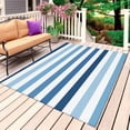 thumbnail image 1 of Blue Ombre Striped Outdoor Rug 4x6 Ft, Non Slip Washable Area Rug, Modern Abstract Gradient Lines Art Patio Rugs Carpet Runner, Large Floor Mat for Indoor/Outdoor Deck Porch Camping, 1 of 8