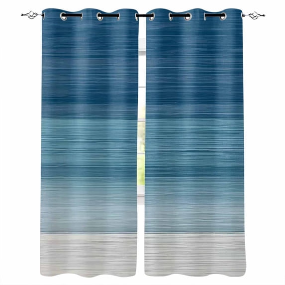 Blue Ombre Stripes%vintage Gradient Abstract Lines Art Blackout Curtains for Bedroom Living Room Darkening Curtains 63 Inches Long Window Curtain 2 Panels Set Window Treatment Grommet Drapes 52"x63"