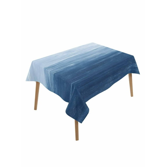Blue Ombre Table Cloth, Modern Abstract Art Ocean Oil Painting Waterproof Tablecloth for Rectangle Tables, Reusable Washable Fabric Table Cover for Restaurant Kitchen Dining Tables 60"x84"