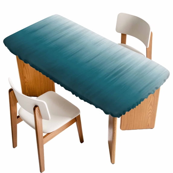 Blue Ombre Table Cloths for 5 Foot Rectangle Tables, Contemporary Gradient Abstract Art Patio Waterproof Elastic Fitted Tablecloths, Washable Rectangular Table Cover for Camping