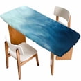 thumbnail image 1 of Blue Ombre Table Cloths for 8 Foot Rectangle Tables, Coastal Beach Modern Abstract Art Patio Waterproof Elastic Fitted Tablecloths, Washable Rectangular Table Cover for Camping, 1 of 8