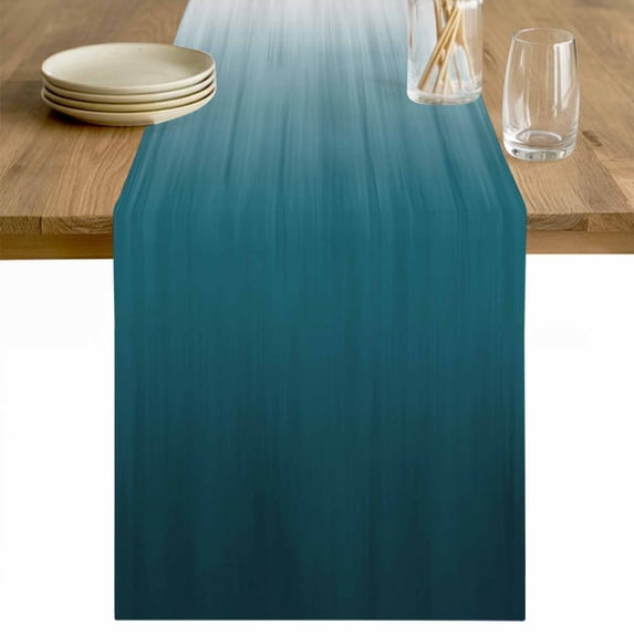 Blue Ombre Table Runner 120 Inches Long Farmhouse Dress Scarves, Contemporary Gradient Abstract Art Dining Tablerunner for Coffee Table/Kitchen Island/Party Décor, 13" x 120"