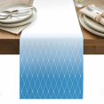 thumbnail image 1 of Blue Ombre Table Runner - 90 Inch Long, Kitchen Dining Table Runner Dresser Scarves, Modern Geometric Abstract Rhombus Striped Farmhouse Decor for Coffee Tables Wedding Party Banquet, 1 of 8