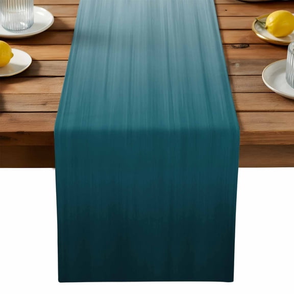 Blue Ombre Table Runner, Contemporary Gradient Abstract Washable Kitchen Table Runners Dress Scarves for Dining Table Decorations Party, 13x72in