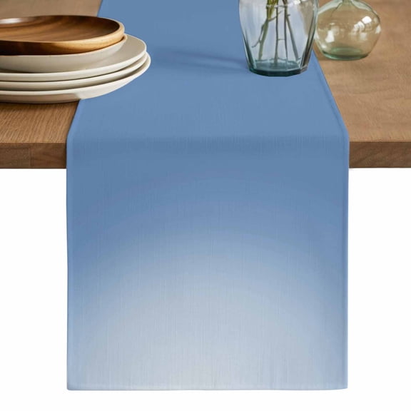 Blue Ombre Table Runner, Modern Minimalist Gradient Aesthetic Washable Cotton Linen Table Runners 36 Inches Long, Dresser Scarf Runner for Nightstand/End Tables/Round Tables 13''x36''