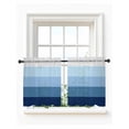 thumbnail image 1 of Blue Ombre Tier Curtains 24 Inch Length,Sheer Curtains for Bedroom Living Room Window Modern Abstract Art Farmhouse Striped Rod Pocket Drapes Kitchen Curtains Small Half Window 27.5"x24" 2 Panels, 1 of 6