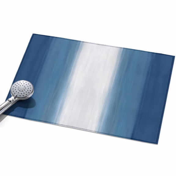 Blue Ombre Washable Area Rug 2 x 3 ft Abstract Navy Blue Ombre White Stripes Modern, Soft Non Slip Rugs Stain Repellent Indoor Felt Carpet for Living Dining Room Bedroom Home Office