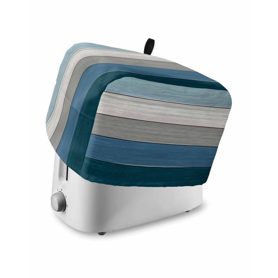 Blue Ombre Wooden Small Toaster Cover 2 Slice, Kitchen Appliance Covers, Farmhouse Retro Wood Gradient Toaster Oven Cover with Loop, Bread Machine Cover Polyester Dust Cover Protection
