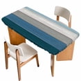 thumbnail image 1 of Blue Ombre Wooden Table Cloths for 5 Foot Rectangle Tables, Farmhouse Retro Wood Gradient Patio Waterproof Elastic Fitted Tablecloths, Washable Rectangular Table Cover for Camping, 1 of 8