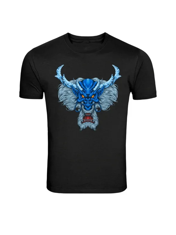 Blue Oni Demon Mask Japanese Graphic Classic Look For Casual Occasions T-Shirt, Size S-5XL