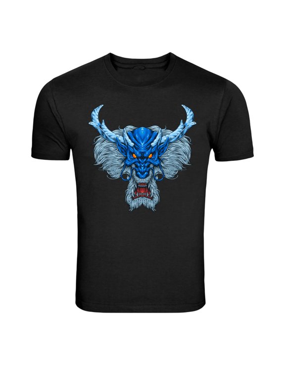 Blue Oni Demon Mask Japanese Graphic T-Shirt