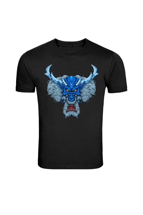 Blue Oni Demon Mask Japanese Graphic T-Shirt