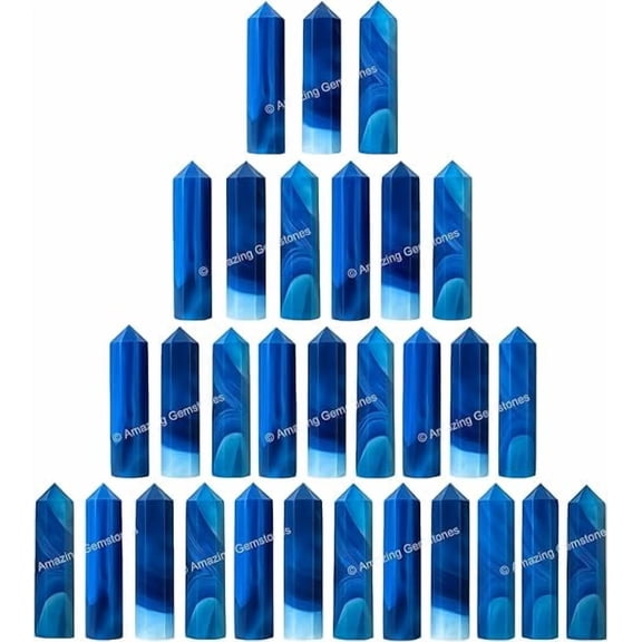 Blue Onyx Crystal Points, Healing Crystals for Crafts, Crystal Grid, DIY Work (Pack of 3)