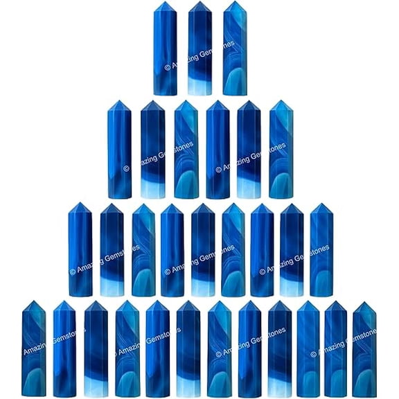 Blue Onyx Crystal Points, Healing Crystals for Crafts, Crystal Grid, DIY Work (Pack of 3)