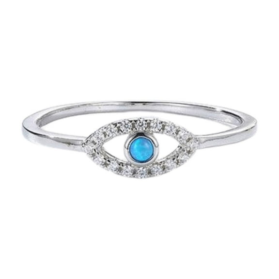 Blue Opal Evil Eye Ring