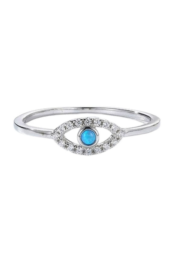 Blue Opal Evil Eye Ring