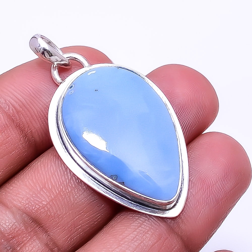 925 Sterling Silver sold Owhyee Blue Opal Blue Sapphire Necklace