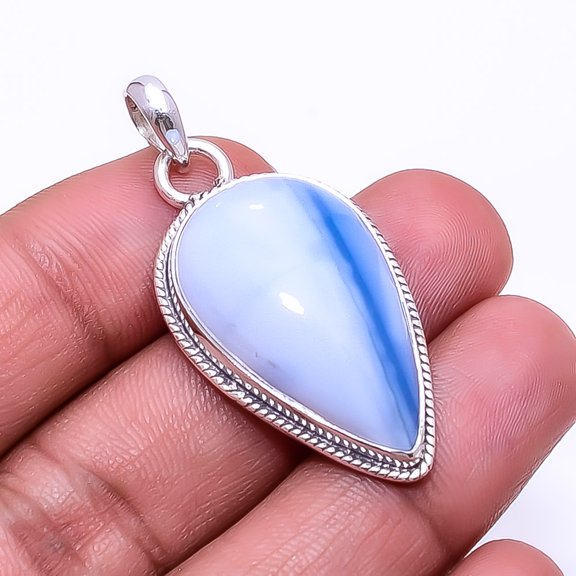 Blue Opal -Owyhee 925 Sterling Silver Pendant 1.72", Blue Blue Opal Pendant P_9307_381_13