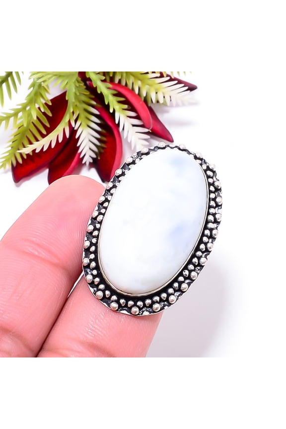 Blue Opal - Owyhee Gemstone 925 Sterling Silver Handmade Ring S.8.5 R41