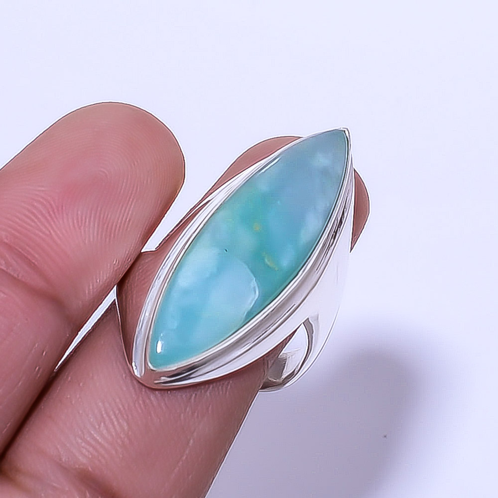 ZAM GEMS Blue Opal - Peru Gemstone 925 Sterling Silver Ring S.9.5 R_9491_285_5, Gemstone Jewelry, Birthday Gift, Christmas Gift
