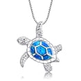 thumbnail image 1 of Blue Opal Sea Turtle Necklace, Silver and Blue Turtle Jewelry, 24 Style, 1 of 4