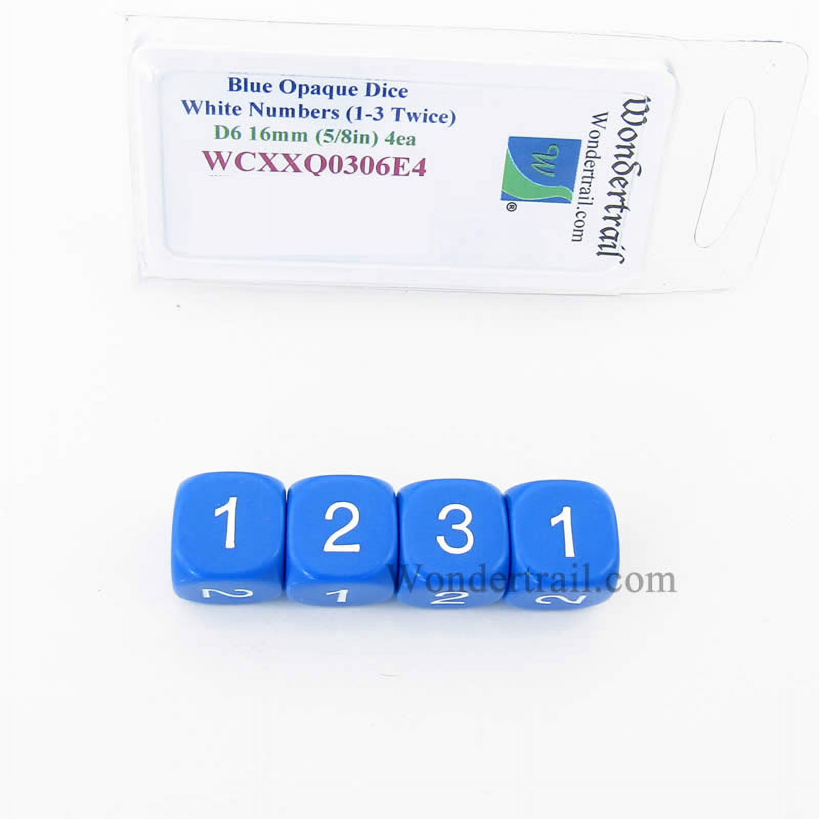 Wondertrail 12 Pack Dusty Blue Dice - D3 (d6 Numbered 1-3 Twice) 16mm With Gold Numbers - View #4
