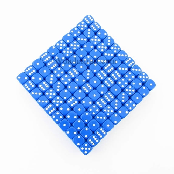 Blue Opaque Dice with White Pips D6 12mm (1/2in) Bulk Pack of 200 Koplow Games
