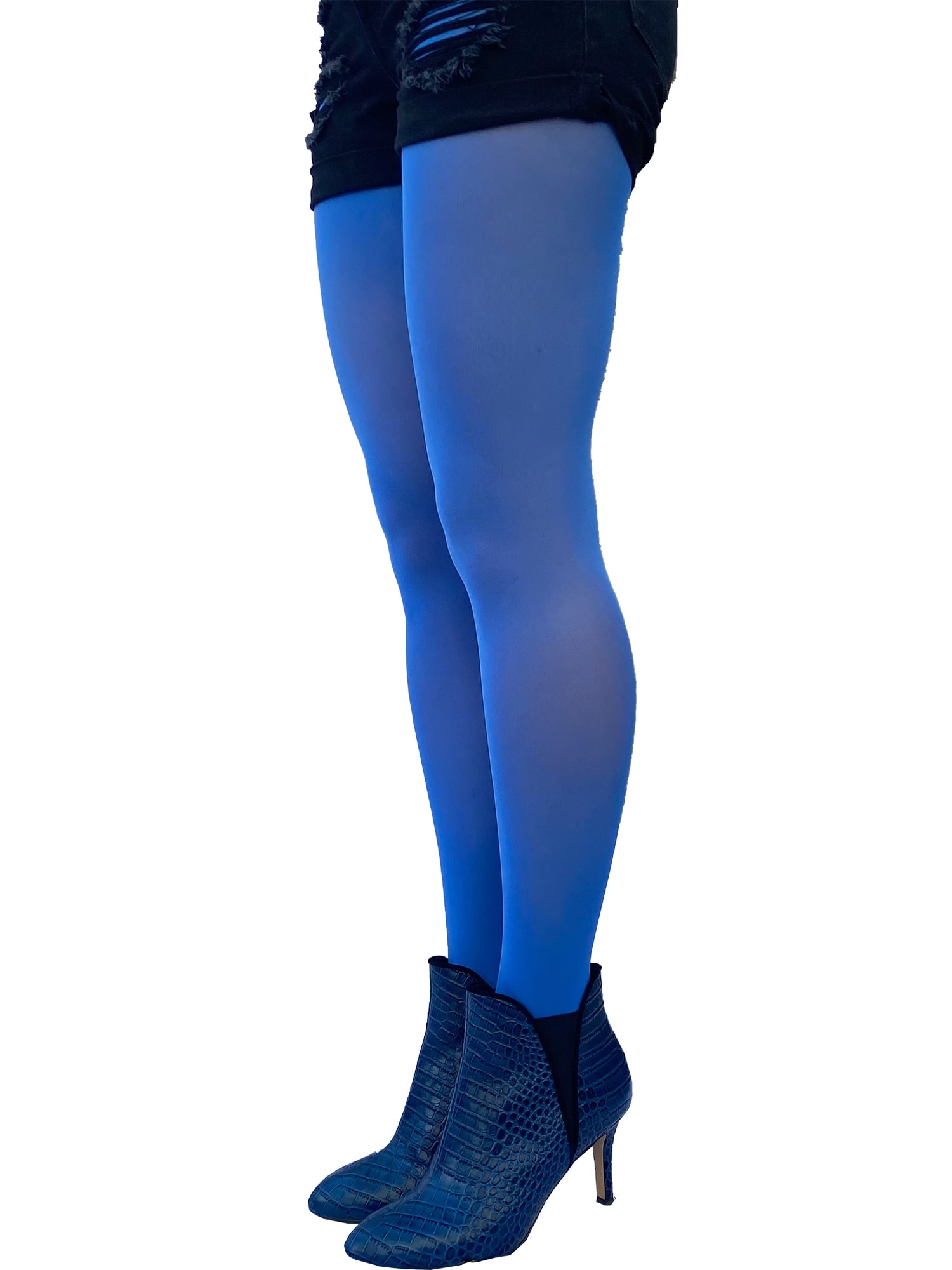 Blue Opaque Full Footed Tights Pantyhose for Women