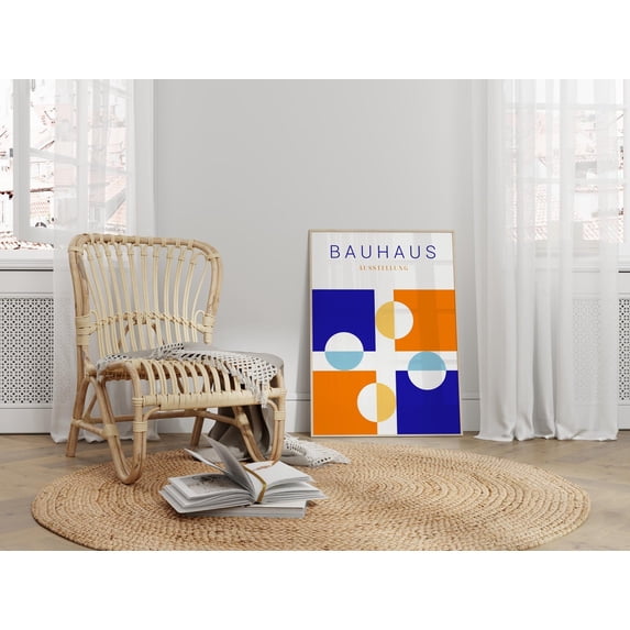 Blue Orange Bauhaus Art Print, Mid Century Modern Wall Decor #1335 ...