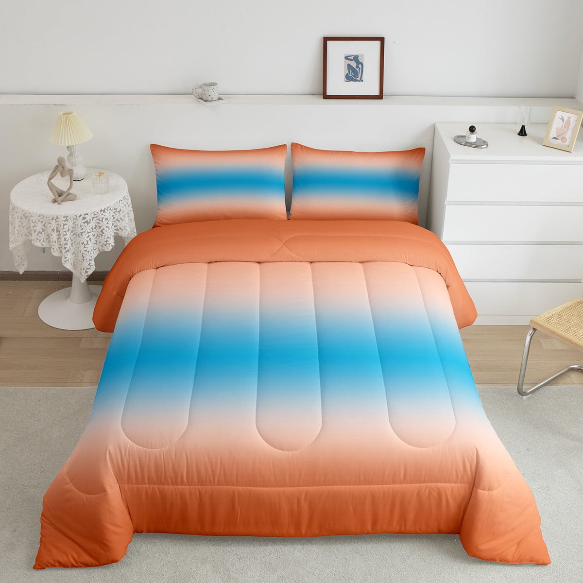 Blue and Orange Bedding Burnt Orange Gradient Twin Bed Comforter Set