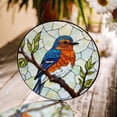 thumbnail image 1 of Blue Orange Bird on Branch Window Suncatcher, Handmade Panel, 3.5 in, 1 of 3