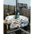thumbnail image 1 of Blue Orange Botanical Outdoor Tablecloth - 54x80 Inch Rectangle Dining Table Cover, Fall Eucalyptus Leaves Waterproof Outdoor Table Cloth with Umbrella Hole & Zipper for Picnic/Patio/Party, 1 of 5