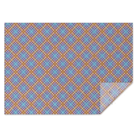 Table Menu App Blue and Orange Checkered Pattern Waterproof Tablecloth, Rectangular ...