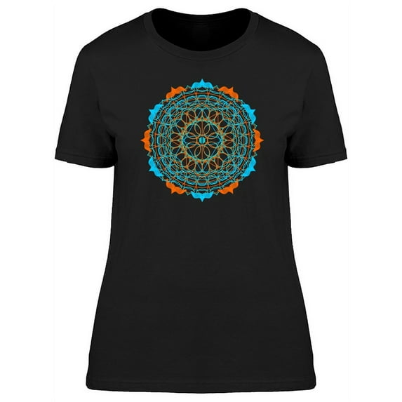 Blue Orange Cool Mandala T-Shirt Women -Image by Shutterstock, Female Small