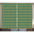 thumbnail image 1 of Blue and Orange Curtains 2 Panels Set, Water Droplet Pattern with Warm Colored Background Aquatic Drip Design, Window Drapes for Living Room Bedroom, 108W X 108L Inches, Blue and Orange, by Ambesonne, 1 of 3
