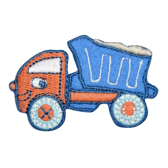 Blue/Orange - Dump Truck - Construction - Iron on Applique/Embroidered Patch