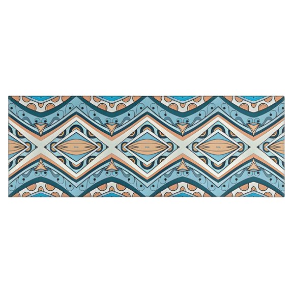 Blue and Orange Floral Boho Pattern Kitchen Rug Mat,Kitchen Runner Rugs Non Skid Washable,Decorative Kitchen Floor Mats for Kitchen,Sink,Laundry,17"X47"