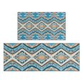 thumbnail image 1 of Blue and Orange Floral Boho Pattern Kitchen Rugs Sets Of 2,Anti Fatigue Kitchen Mat Rugs Non Slip Washable,Decorative Kitchen Floor Mats for Kitchen,Sink,Laundry,17"x30"+17"x47", 1 of 7