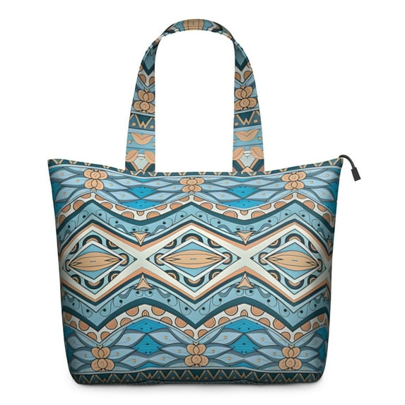 Blue and Orange Floral Boho Pattern Travel Tote Bags for Women Carry On,Large Weekender Bags for Women Travel,Multi Functional Duffle Bag for Work,Shopping,Sports