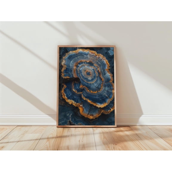 Blue Orange Geode Natural Crystal Wall Art Poster Unframed Paper Print