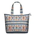 thumbnail image 1 of Blue and Orange Geometric Boho Pattern Travel Tote Bags for Women Carry On,Large Weekender Bags for Women Travel,Multi Functional Duffle Bag for Work,Shopping,Sports, 1 of 5