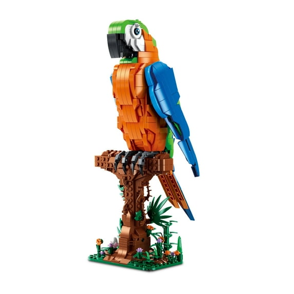 Blue & Orange Macaw Parrot Building Block Set – Tropical Bird DIY Brick Kit for Adults & Kids | Colorful Animal Decor Model, Creative Gift or Display Piece