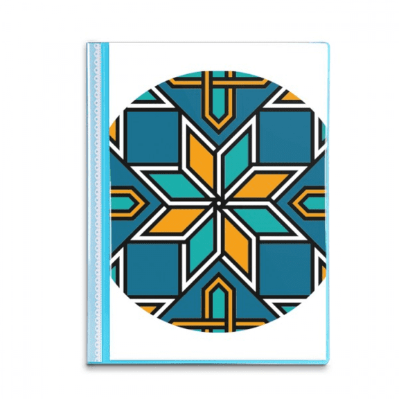 Blue Orange Morocco  Flower Book Sheet Protectors Portfolio Binder Folder