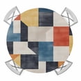 thumbnail image 1 of Blue Orange Red Elastic Fitted Round Table Cover Abstract Style Waterproof Outdoor Tablecloth for Holiday Party, Picnic, Patio & Dining Fits Tables Up to 45"-54", 1 of 8