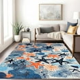 thumbnail image 1 of Blue Orange Starfish Coral Coastal Beach Theme Area Rug Washable Soft Rug For Bedroom Livingroom Office Lux Art Decor Livingroom Playroom Rugs 5x6ft, 1 of 6