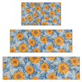 thumbnail image 1 of Blue Orange Sunflower Leaf Pattern Kitchen Rugs Sets Of 3,Kitchen Runner Rugs Non Skid Washable,Decorative Kitchen Floor Mats for Kitchen,Sink,Laundry,17"x30"+ 17"x47" + 17"x59", 1 of 6